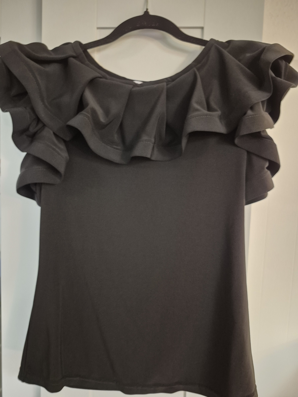 Joseph Ribkoff Black Ruffle Off-Shoulder Top